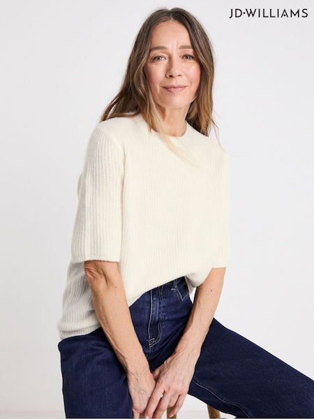 JD Williams Ivory Sponge Short Sleeve Crew Neck Jumper (F53514) | €14.50