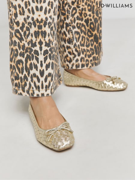 JD Williams Woven Leather Ballerina Flats In Wide Fit (F53518) | 64 €