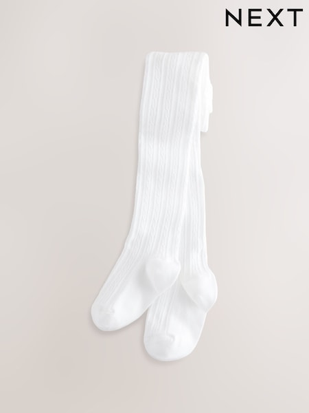 White Regular Length Cotton Rich Cable Tights (F53579) | R$ 55 - R$ 75
