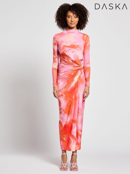 Daska Pink Athena Side Twist Maxi Dress With Long Sleeves (F53624) | 6,008 UAH