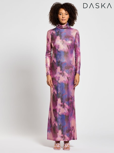Daska Purple Araa Maxi Dress With Long Sleeves (F53627) | 594 QAR