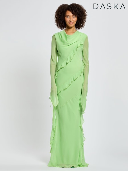 Daska Green Circe Maxi Dress With Long Sleeves And Ruffle Details (F53628) | 6,008 UAH