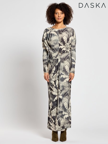 Daska Black Maxi Dress With Long Sleeves And Buckle Detail (F53630) | ₪553