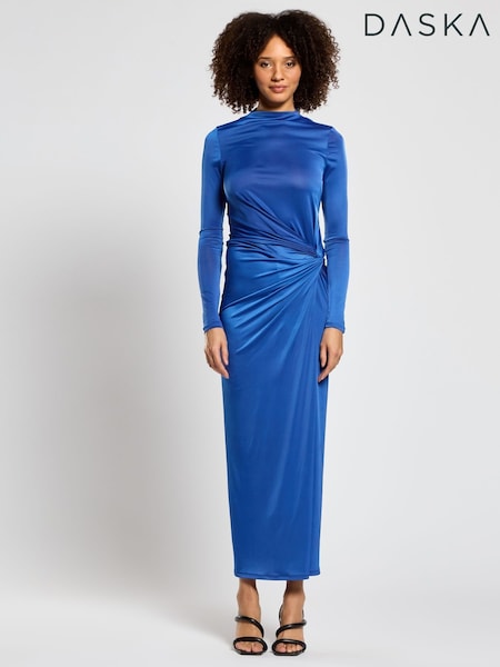 Daska Blue Athena Side Twist Maxi Dress With Long Sleeves (F53636) | 445 QAR