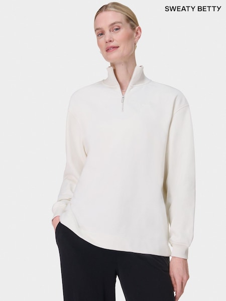 Alb - Sweaty Betty Revive Longline Half Zip Sweat Top (F53753) | 559 LEI