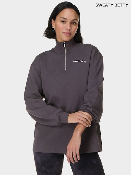 Harmaa - Sweaty Betty Revive -pitkähihainen collegepaita, jossa puolivetoketju (F53755) | €118