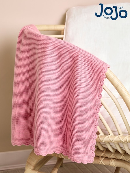 JoJo Maman Bébé Dusky Pink Scalloped Edge Blanket (F53780) | €44