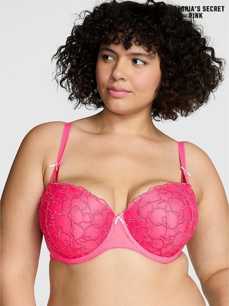 Victoria's Secret PINK Double Bubble Pink Push Up Heart Embroidery Balcony Bra (F53813) | €40