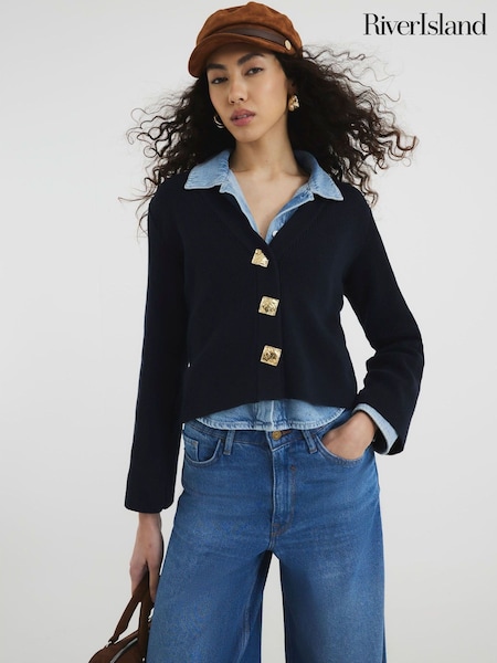 modra - River Island Asymmetric Tipped Cardigan (F53816) | € 51