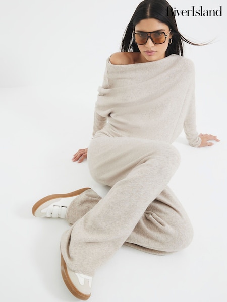 River Island Brown Knit Wide Leg Trousers (F53821) | €51