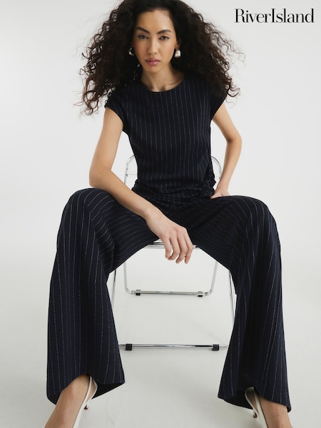 River Island Blue Drawstring Pinstripe Trousers Set (F53829) | 2,103 UAH