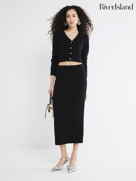 River Island Black Clean Midi Skirt (F53840) | €46