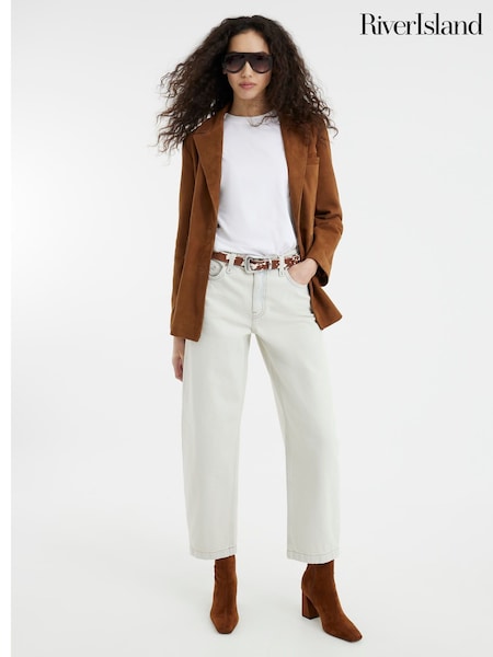 River Island Cream Super Pale Barrel 100% Cotton Jeans (F53866) | €59