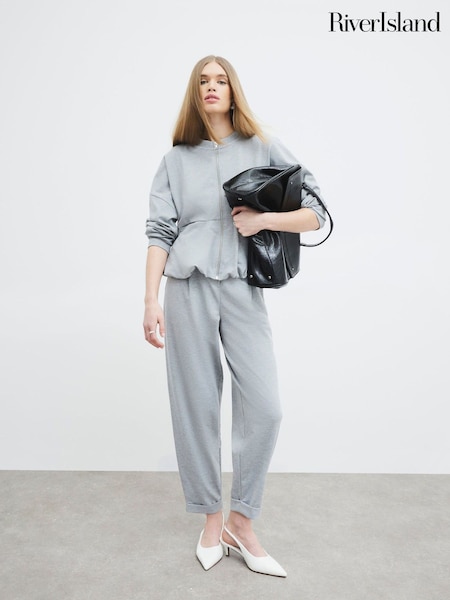 River Island Grey Bubble Hem Bomber Jacket (F53897) | €56