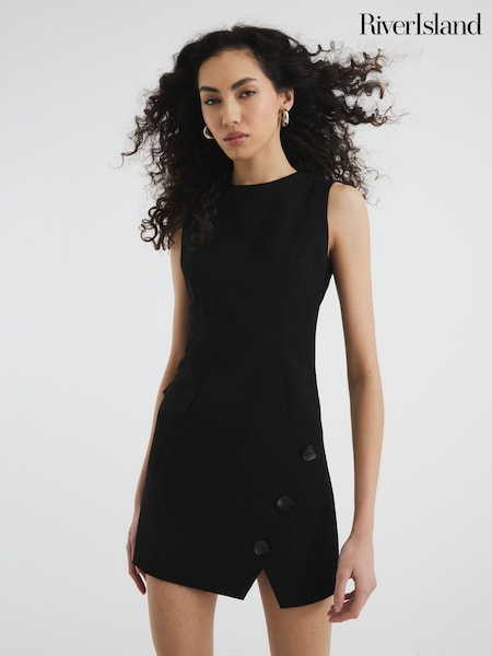 River Island Black Sleeveless Tailored Mini Dress (F53899) | €73