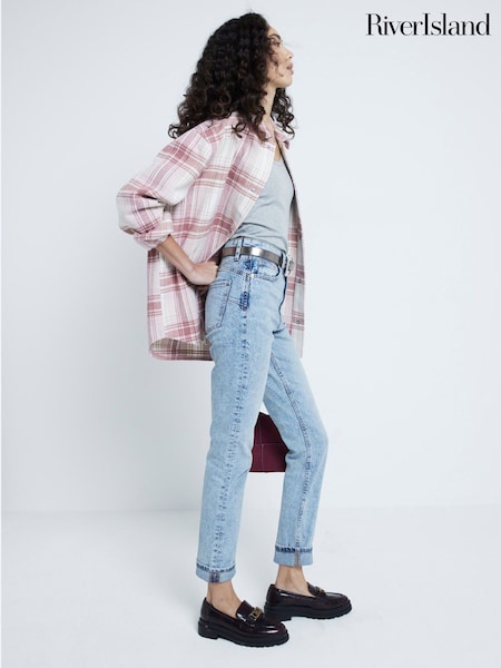 River Island Blue Mom High Rise Sculpt Jeans (F53907) | €69