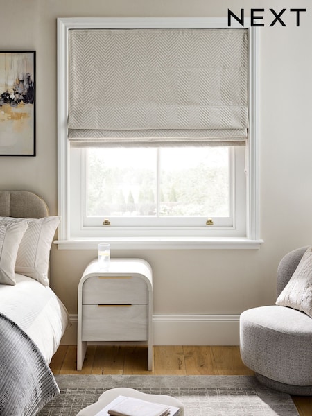 Natural Cream Ready Made Blackout and Thermal Madison Quilted Velvet Roman Blind (F53922) | €72 - €153