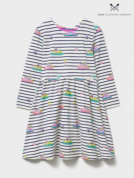 Crew Clothing Company White Classic Long Sleeve Jersey Dress (F53943) | €33 - €43