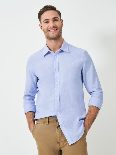 Crew Clothing Company Light Blue Long Sleeve Linen Shirt (F53948) | €91