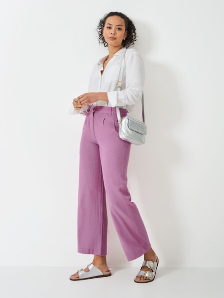 Crew Clothing Company Pink Linen Blend Wide Leg Trousers (F53954) | €87