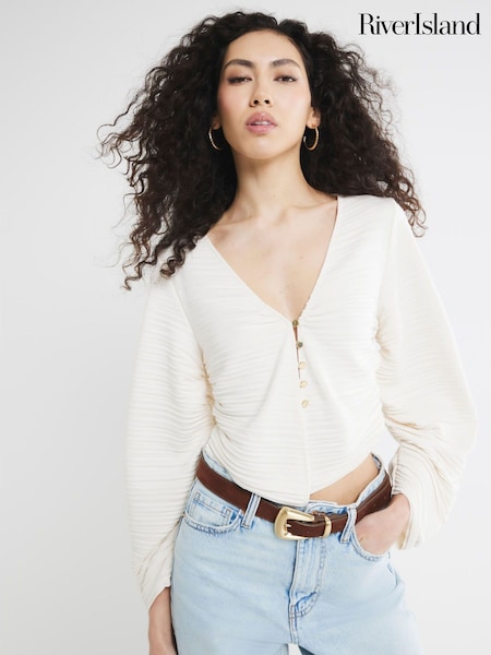 River Island Banana Sleeve Plisse Top (F53965) | 50 €