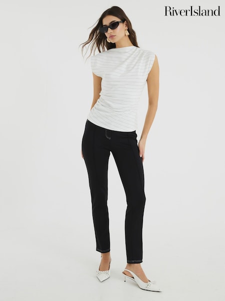 River Island Cream Drape High Neck Top (F53974) | 1,682 UAH