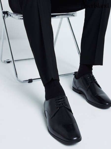 River Island Black Wide Fit Formal Derby Shoes (F54022) | R$ 445