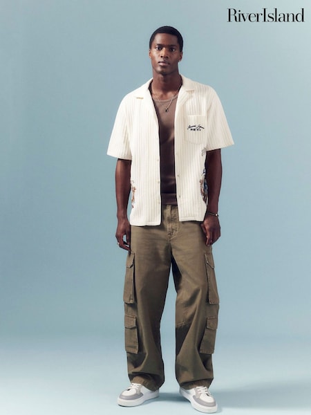 Vihreä - River Island Loose Cargo 100% Cotton Trousers (F54033) | €79