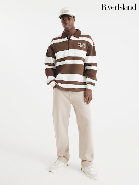 Luonnollinen - River Island Loose Fit 100% Cotton Jeans (F54038) | €63