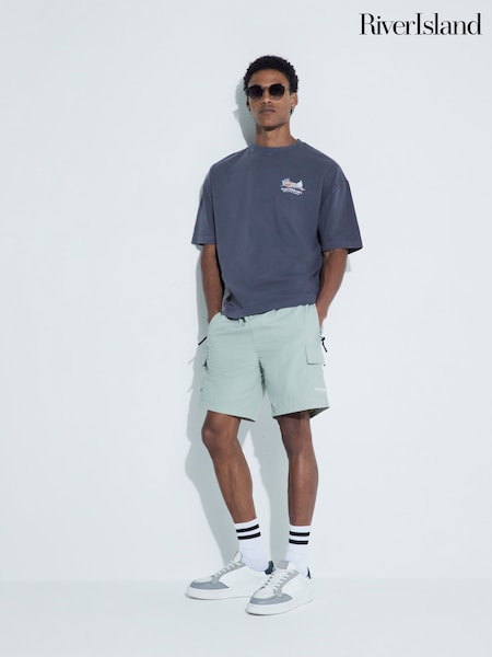 River Island Grey Longer Length Cargo Swim Shorts (F54040) | €37