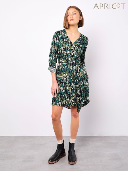 Apricot Green Button Through Mini Shirt Dress (F54109) | €51