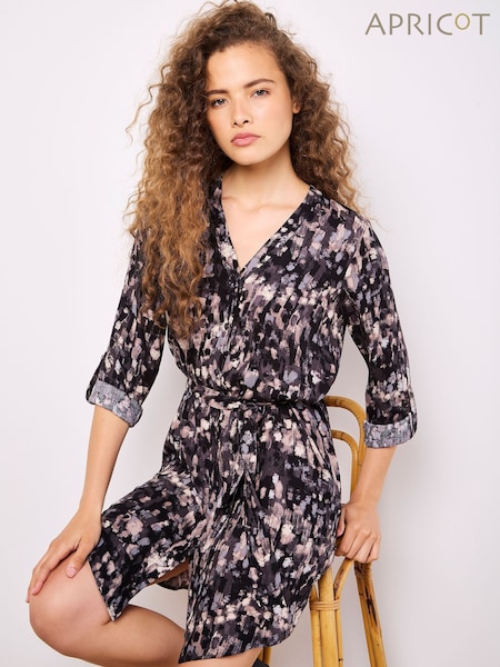 Apricot Grey Button Through Mini Shirt Dress (F54114) | €51