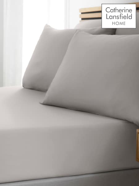 Catherine Lansfield Grey So Soft Non-Iron Fitted Sheet (F54125) | AED58 - AED76