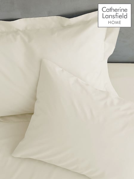 Catherine Lansfield Set of 2 Cream Easy Iron Percale Pillowcases (F54152) | AED58