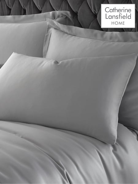 Catherine Lansfield Silver Silky Soft Satin Pillowcase (F54154) | AED58