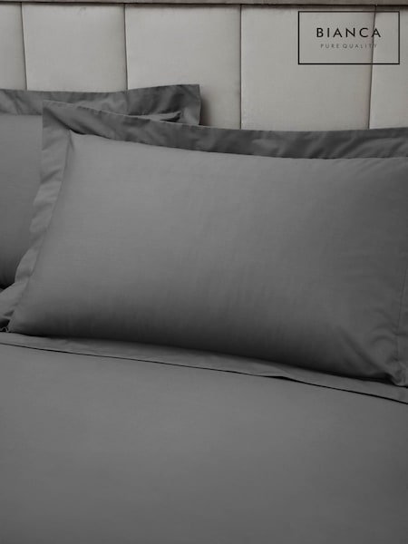 Bianca Set of 2 Charcoal 180 Thread Count Cotton Oxford Pillowcases (F54171) | AED58