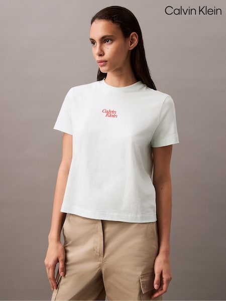 Alb - Calvin Klein 100% Cotton Logo T-Shirt (F54232) | 261 LEI