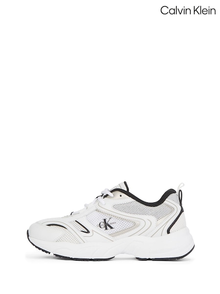 Calvin Klein White Retro Tennis Mesh Trainers (F54233) | R$ 1,085