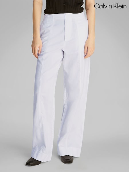 Calvin Klein White Soft Linen Trousers (F54261) | R$ 985