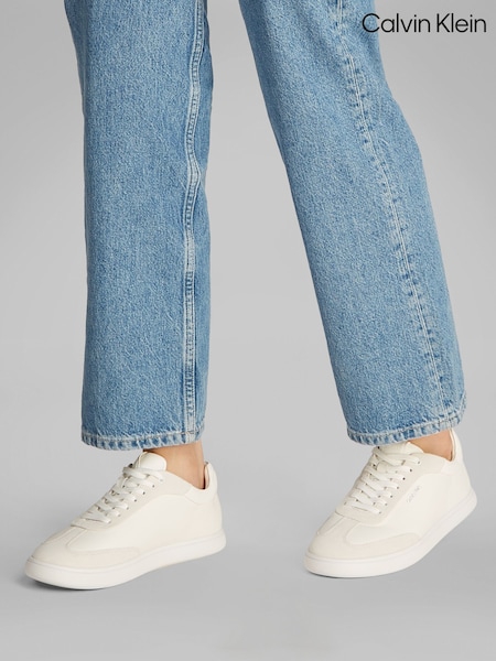 Calvin Klein White Cupsole Lace-Up Leather Trainers (F54287) | R$ 1,185