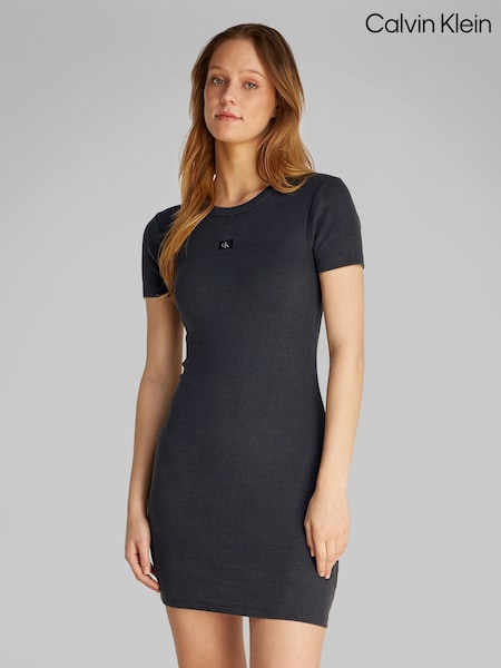Calvin Klein Black Rib Bodycon Dress (F54293) | R$ 790