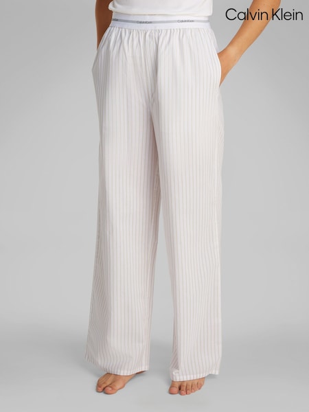 Calvin Klein Off White Cotton Poplin Pyjama Trousers With Logo Waistband (F54311) | R$ 495