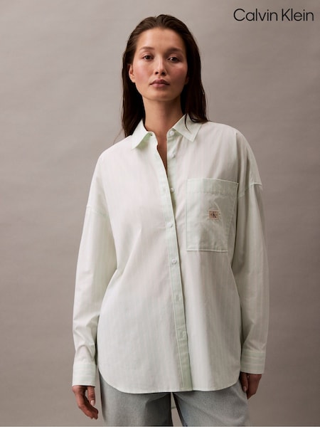 Calvin Klein Green Oversized Summer Poplin Shirt (F54331) | ₪453