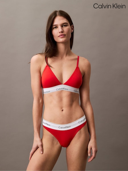 Calvin Klein Red Modern Cotton Lightly Lined Triangle Bra (F54333) | €53