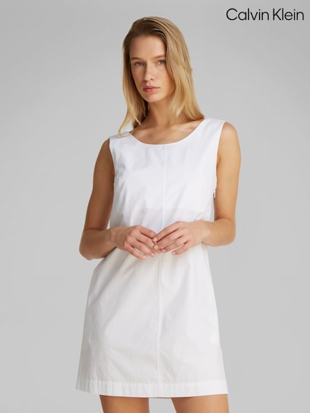 Calvin Klein White Poplin Sleeveles Mini Dress (F54357) | €119
