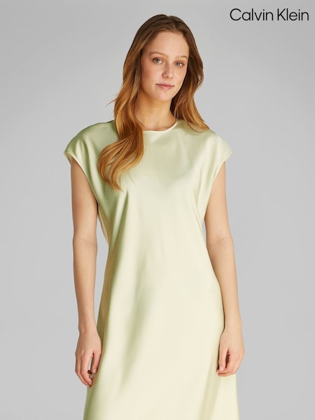 Calvin Klein Light Green Matte Shine Satin Sheath Dress (F54360) | ₪603