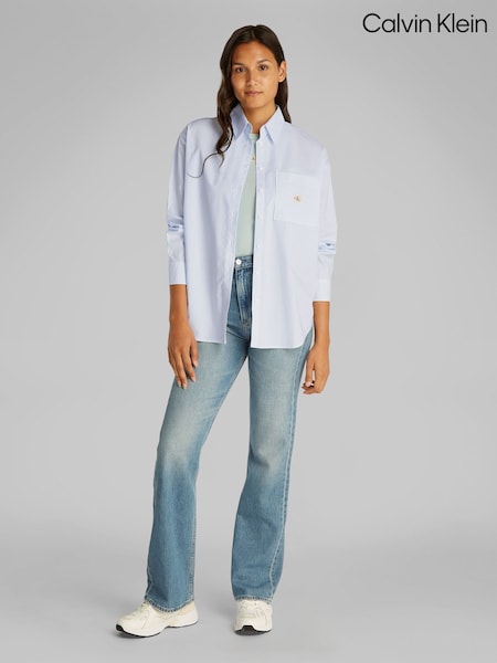 Valkoinen - Calvin Klein Rento 100% Puuvilla Pitkä hiha Paidat (F54383) | €134