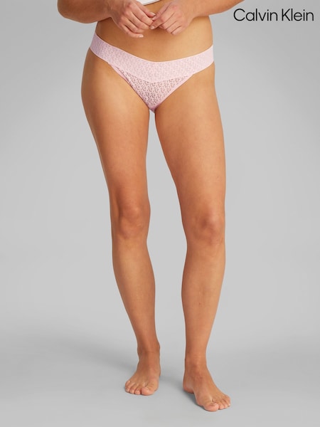 Vaaleanpunainen - Calvin Klein Logo Lace Trim Low Rise Bikinit Lyhyet alushousut (F54408) | €22