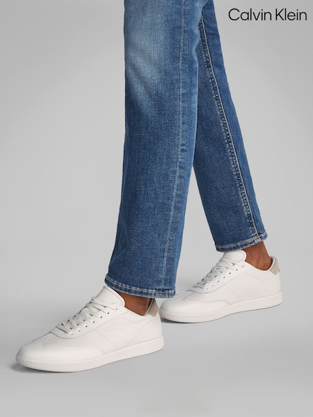 Calvin Klein White Low Lace-Up Leather Trainers (F54421) | R$ 1,085