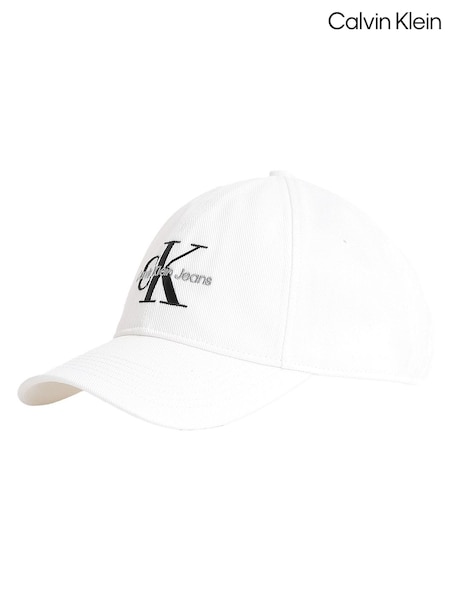 Calvin Klein White 100% Cotton Mono Logo Embro Cap (F54422) | €53